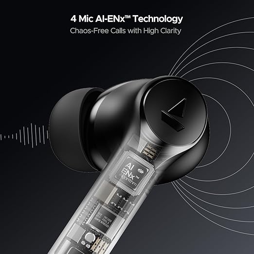 Boat Airdopes 300, Cinematic Spatial Audio, 50HRS Battery, 4Mic AI ENx, Fast Charge, App Support, Low Latency, IPX4, v5.3 Bluetooth Earbuds, TWS Ear Buds Wireless Earphones with mic (Gunmetal Black) - Image 3