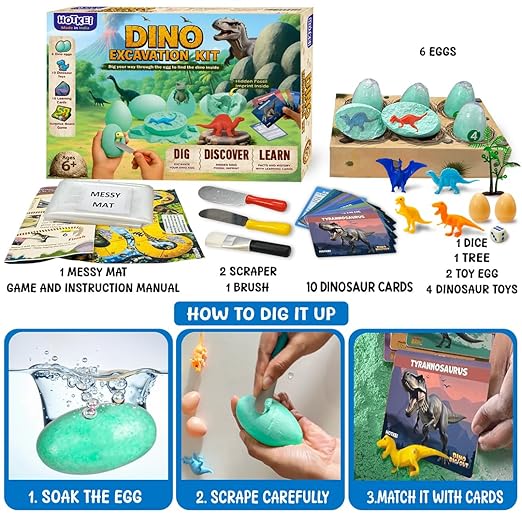 HOTKEI DIY Dinosaur Toy Fossil Egg Excavation Toys Kit Set for Kids Boys Girls 9-12 Birthday Gift Toy for Kids Age 8 9 10 11 12 Year Old boy Dinosaur Fossil Digging Kit - Image 3