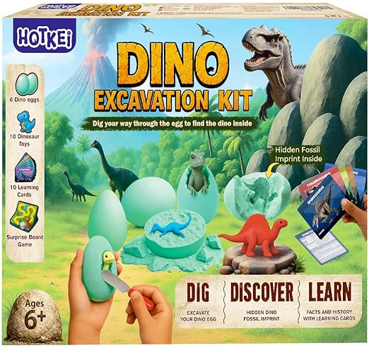 HOTKEI DIY Dinosaur Toy Fossil Egg Excavation Toys Kit Set for Kids Boys Girls 9-12 Birthday Gift Toy for Kids Age 8 9 10 11 12 Year Old boy Dinosaur Fossil Digging Kit - Image 2