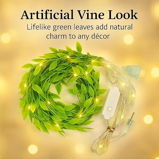 MIRADH Diwali Fairy Lights Leaf Curtain String Light, 180 LED Artificial Leaf Vine with 8 Modes for Diwali, Navratri, Christmas & New Year Home & Party Decor (10×3 ft) (1, Warm White) - Image 3