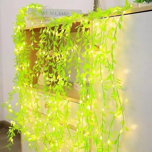 MIRADH Diwali Fairy Lights Leaf Curtain String Light, 180 LED Artificial Leaf Vine with 8 Modes for Diwali, Navratri, Christmas & New Year Home & Party Decor (10×3 ft) (1, Warm White) - Image 5