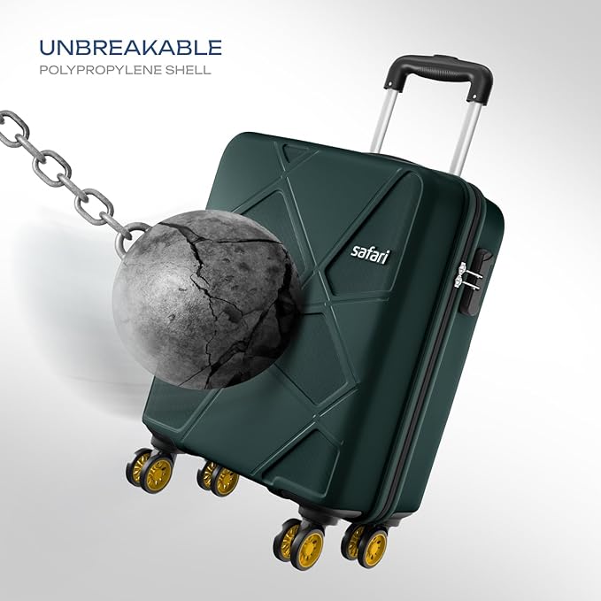 Safari Pentagon Pro 8 Wheels Spinner Checkin Trolley Bag, Hard Case Polypropylene 360º Wheeling Luggage for Men & Women, Suitcase Bag for Travel, Cyan, 65 cm, Medium Size - Image 3